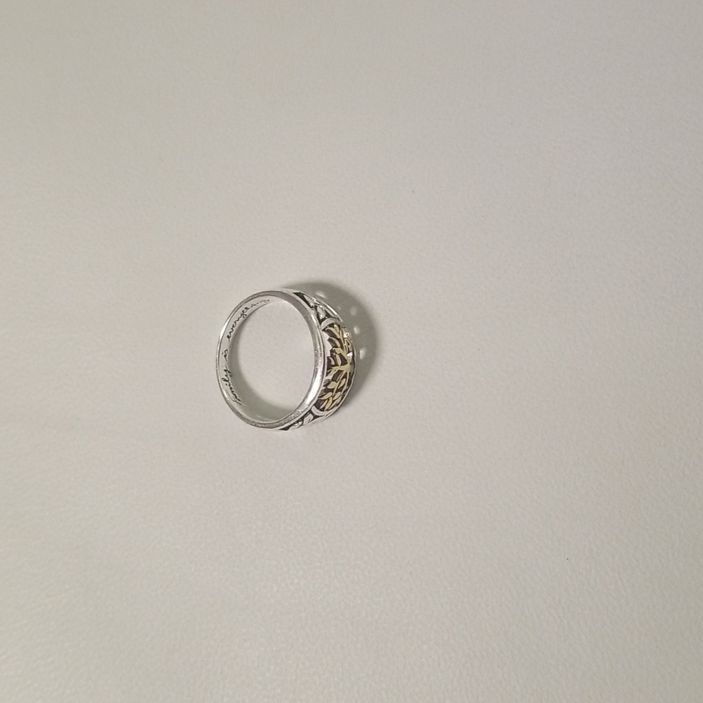 Women's  925 LA Sterling Silver Family Tree Ring; Silver and Gold Color;  Size 7
